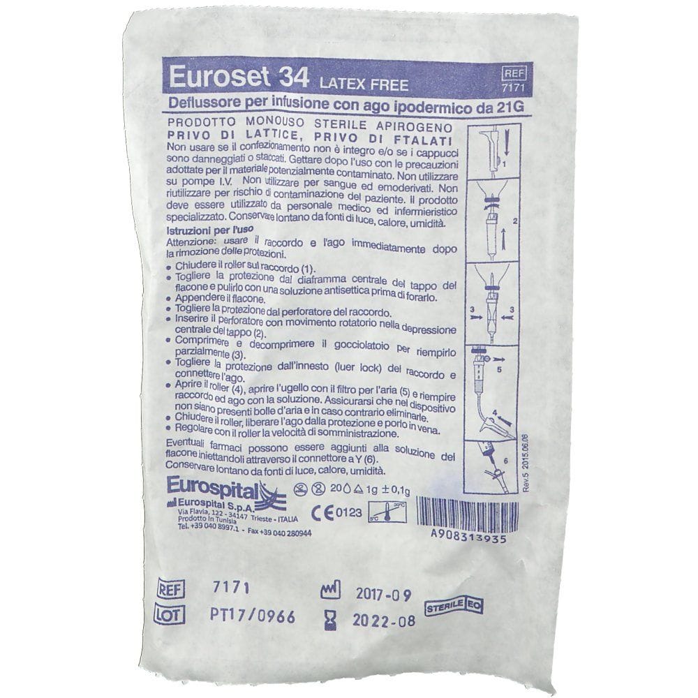 Deflussore Euroset 34 con Filtro e Ago Epidermico 23G