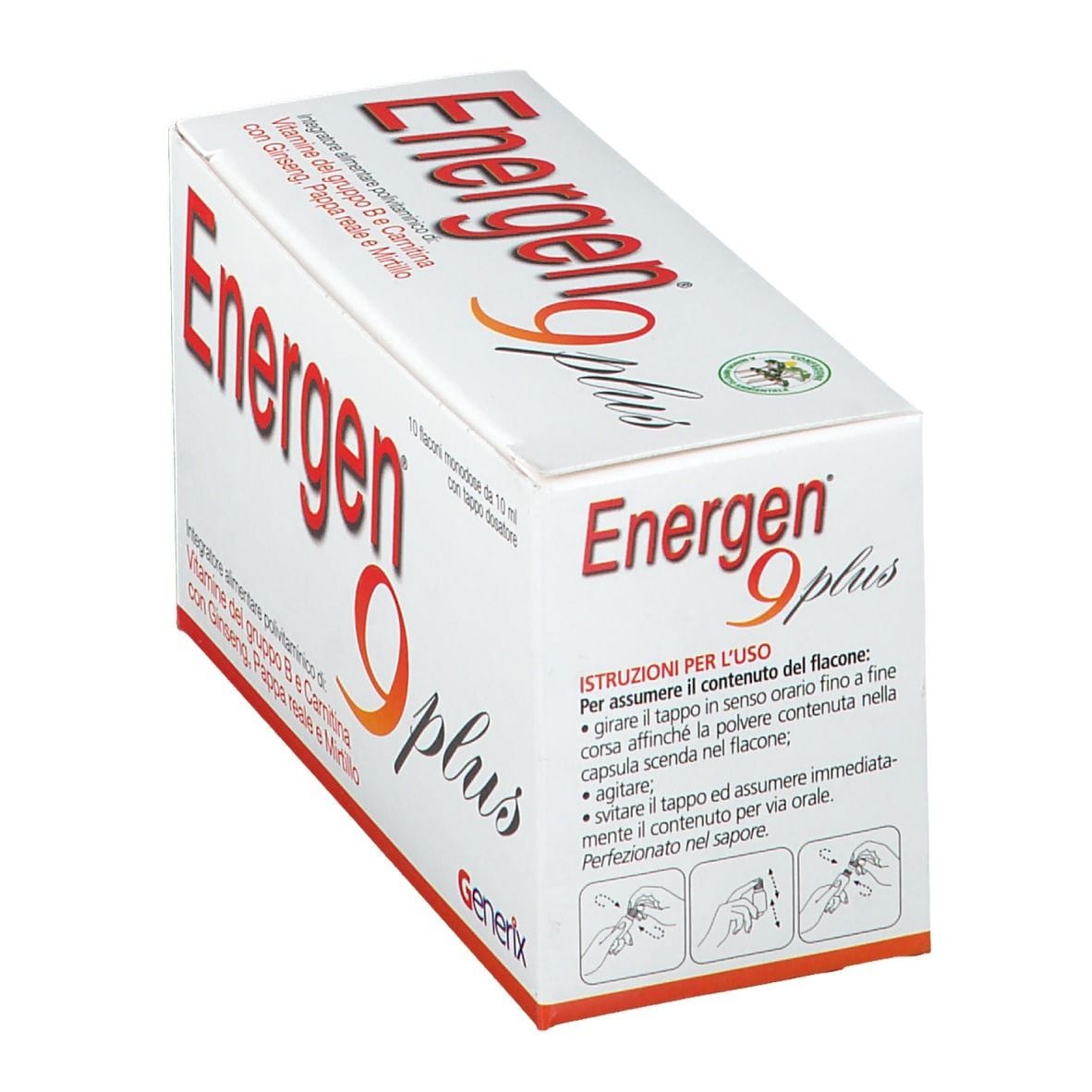 Integratore Energen 9 PLUS energetico, 10 flaconcini 10ml