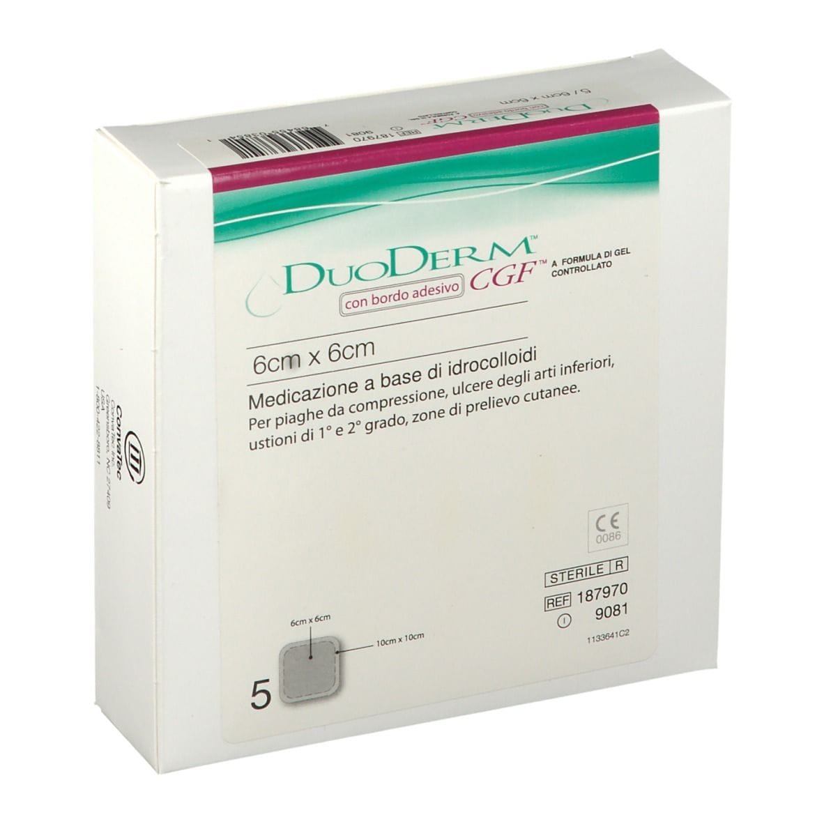 MEDICAZIONE CON IDROCOLLOIDI STERILE CON BORDO ADESIVO DUODERM CGF BA MISURA ESTERNA 10X10 MISURA INTERNA 6X6 5 PEZZI