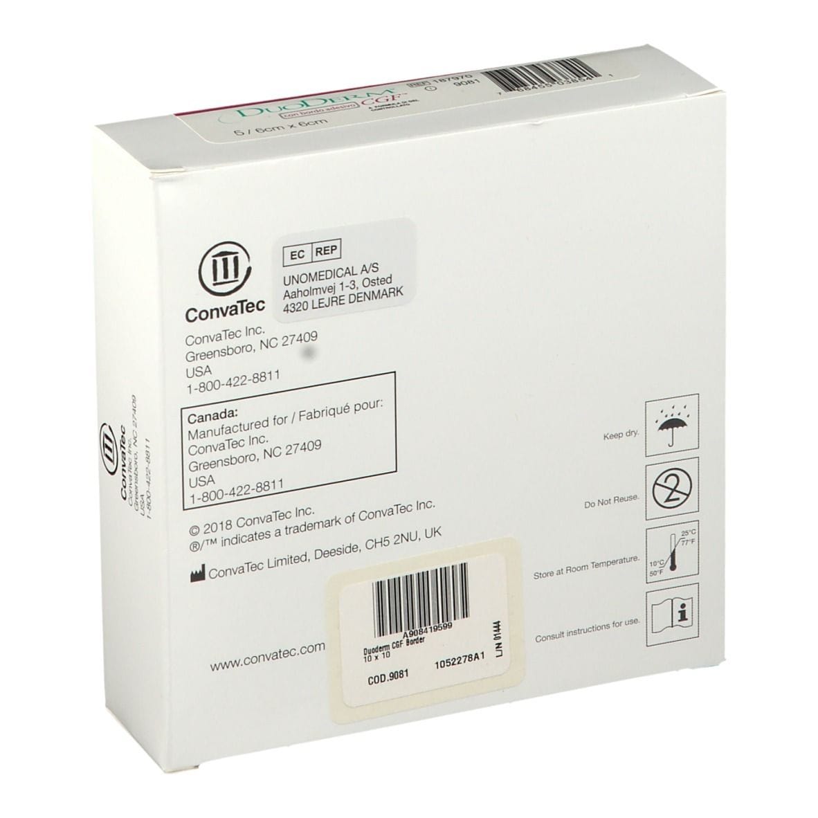 MEDICAZIONE CON IDROCOLLOIDI STERILE CON BORDO ADESIVO DUODERM CGF BA MISURA ESTERNA 10X10 MISURA INTERNA 6X6 5 PEZZI