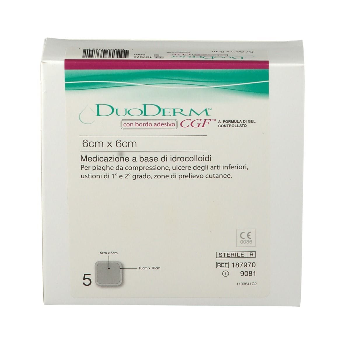 MEDICAZIONE CON IDROCOLLOIDI STERILE CON BORDO ADESIVO DUODERM CGF BA MISURA ESTERNA 10X10 MISURA INTERNA 6X6 5 PEZZI
