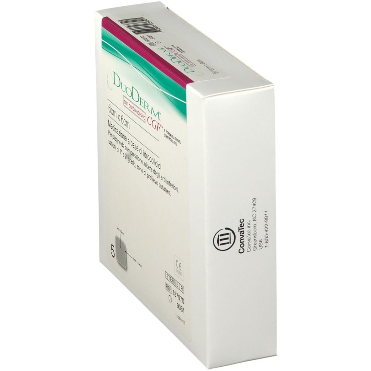 MEDICAZIONE CON IDROCOLLOIDI STERILE CON BORDO ADESIVO DUODERM CGF BA MISURA ESTERNA 10X10 MISURA INTERNA 6X6 5 PEZZI