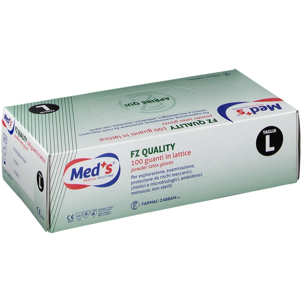 Guanti in lattice monouso MEDS FZ Quality taglia L, 100 pz