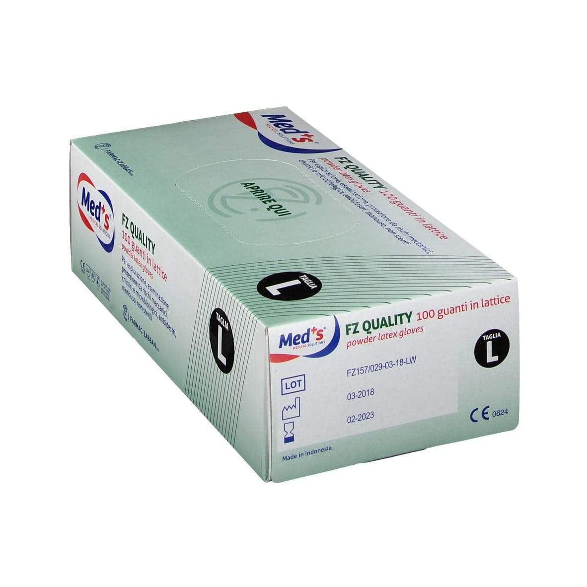 Guanti in lattice monouso MEDS FZ Quality taglia L, 100 pz