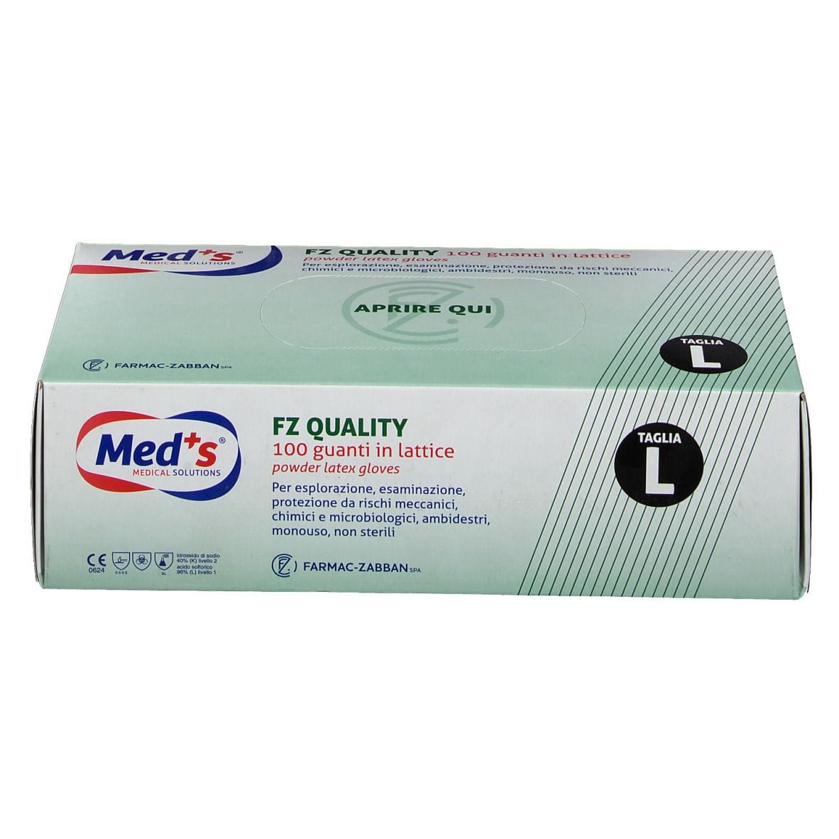 Guanti in lattice monouso MEDS FZ Quality taglia L, 100 pz