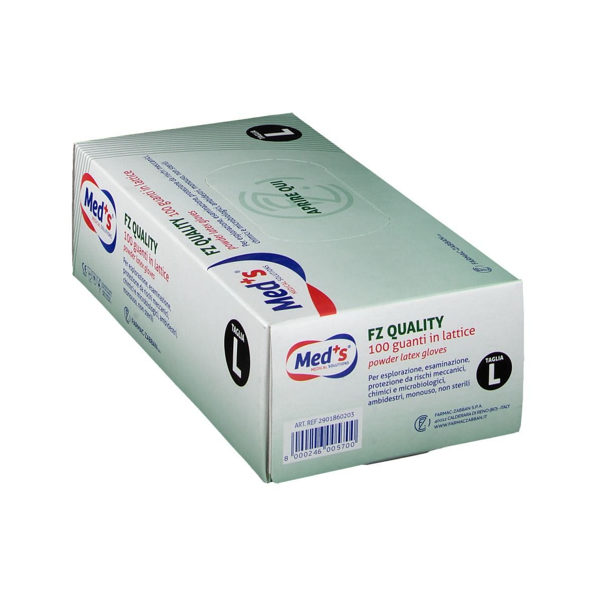 Guanti in lattice monouso MEDS FZ Quality taglia L, 100 pz