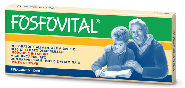 Integratore Fosfovital con olio di merluzzo e pappa reale, 7 flaconcini