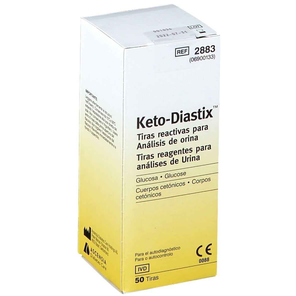 Strisce Ketodiastix per glicosuria e chetonuria, 50 pezzi
