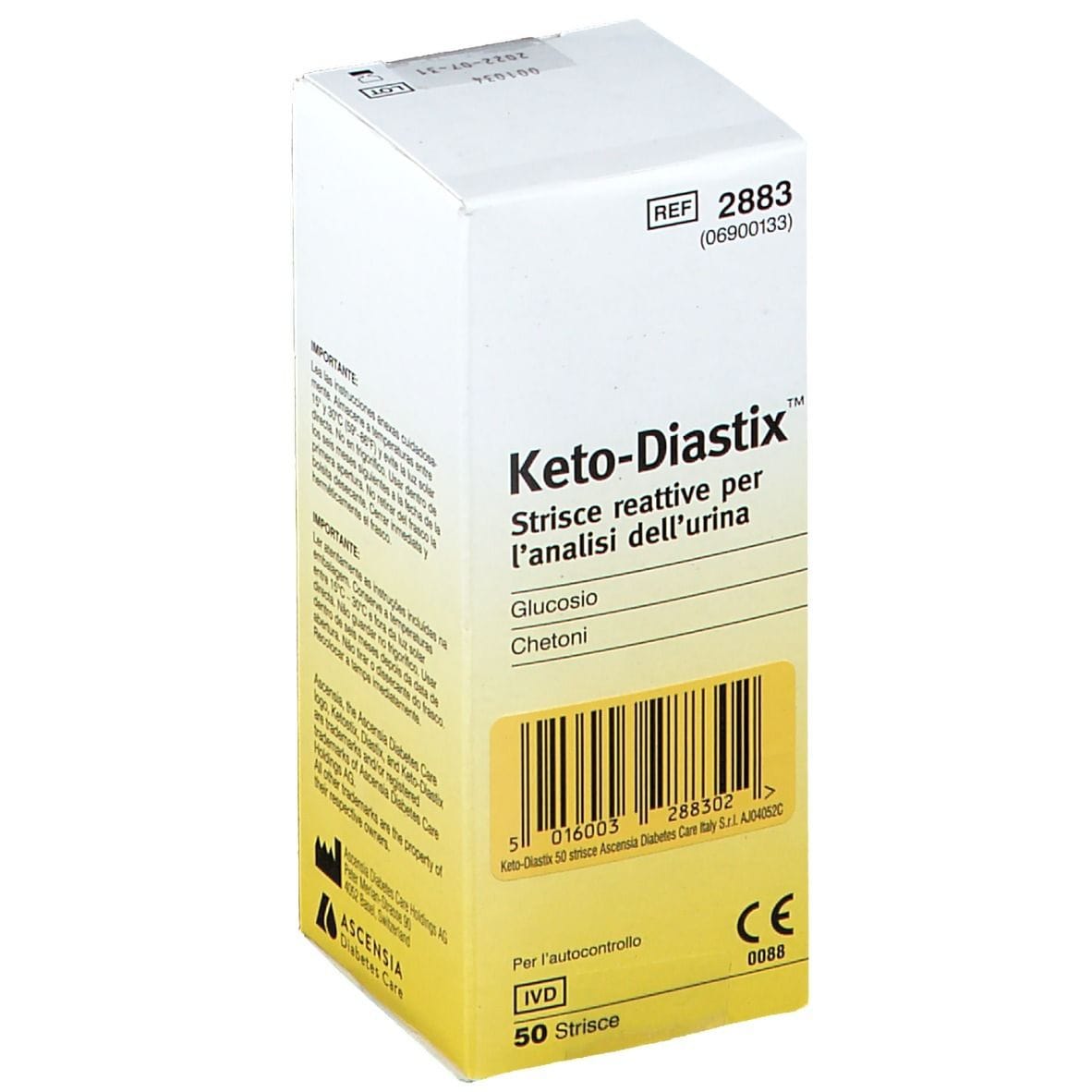 Strisce Ketodiastix per glicosuria e chetonuria, 50 pezzi