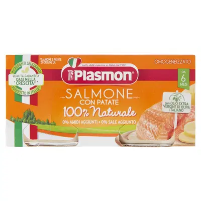 PLASMON OMOGENEIZZATO SALMONE VERDURE 80 G X 2 PEZZI PLASMON OMOGENEIZZATO SALMONE VERDURE 80 G X 2 PEZZI