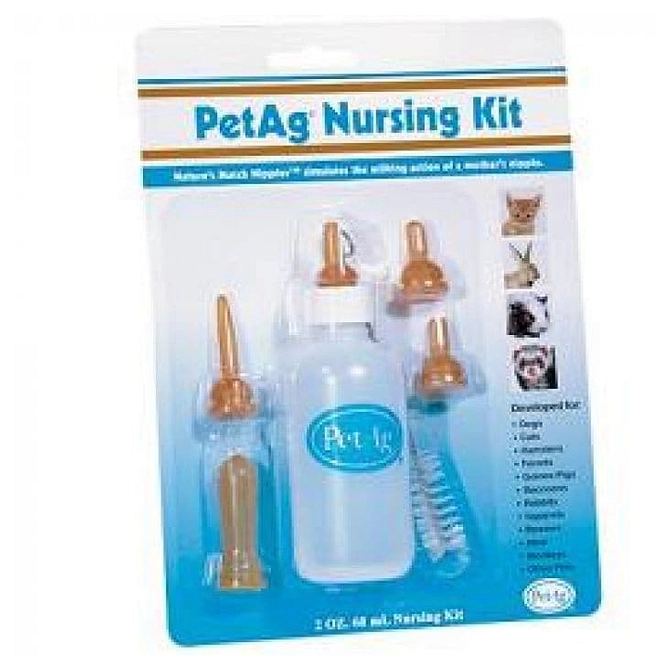Nursing Kit Biberon Da 60 Ml Per Animali + Tettarelle Varie Misure + Scovolino Per Pulizia
