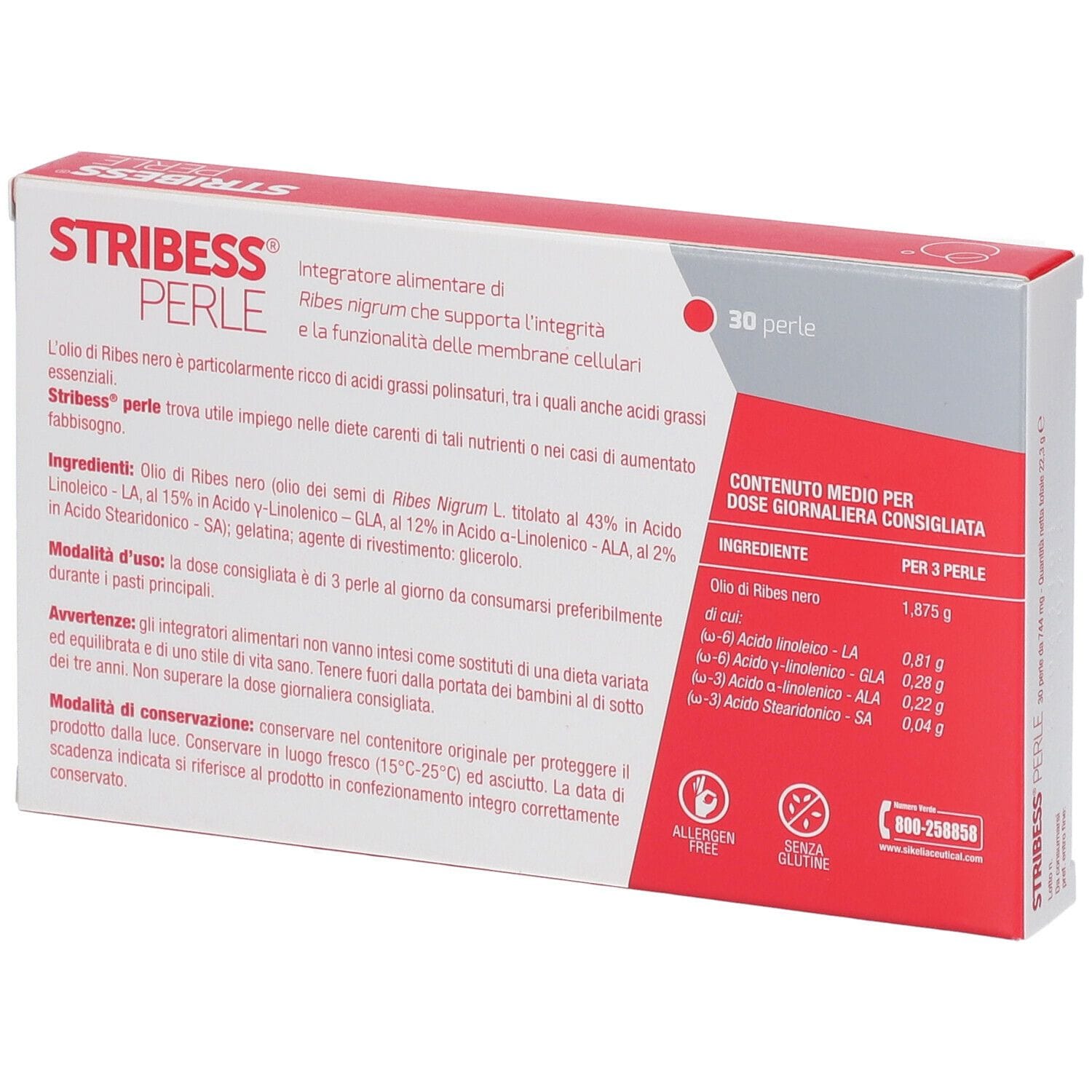 Stribess integratore per elasticità della pelle, 30 perle