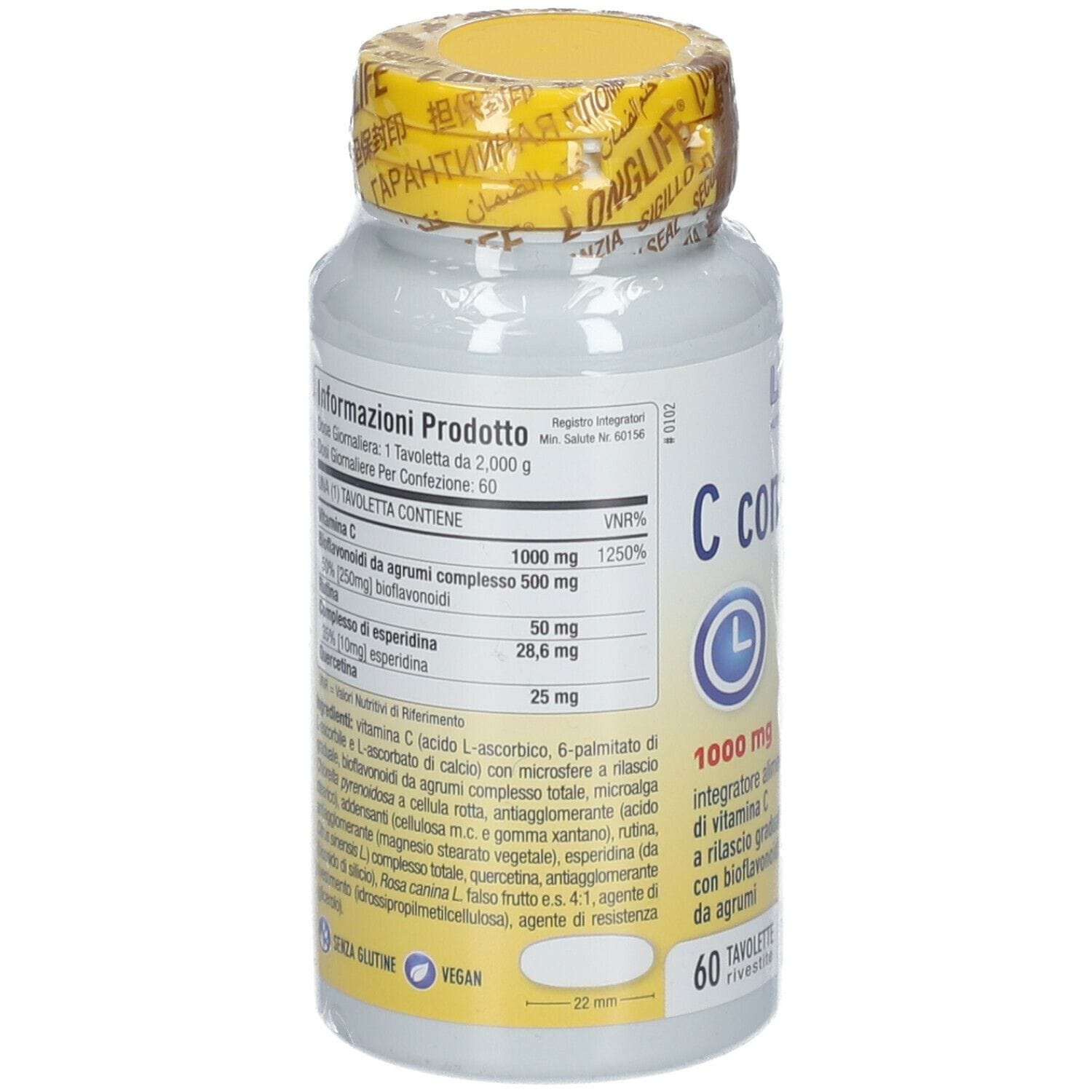 LONGLIFE C COMPLEX 1000 60 TAVOLETTE RIVESTITE SENZA GLUTINE