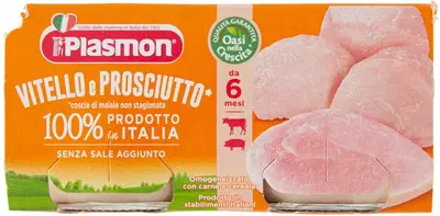 PLASMON OMOGENEIZZATO VITELLO PROSCIUTTO COTTO 80 G X 2 PEZZI PLASMON OMOGENEIZZATO VITELLO PROSCIUTTO COTTO 80 G X 2 PEZZI
