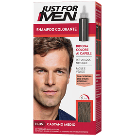 Just For Men Shampoo Colorante H35 Castano Medio Attivatore Chiaro 38,5 Ml + Base Colore 27,5 Ml
