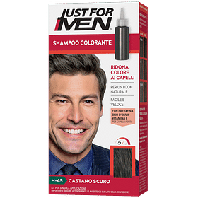 Just For Men Shampoo Colorante H45 Castano Scuro Attivatore Chiaro 38,5 Ml + Base Colore 27,5 Ml