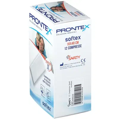 GARZA IN TESSUTO NON TESSUTO PRONTEX SOFT 18X40CM 12 PEZZI GARZA IN TESSUTO NON TESSUTO PRONTEX SOFT 18X40CM 12 PEZZI