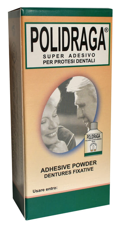 Polvere Adesiva Polidraga Grande per Dentiere, Confezione Spray