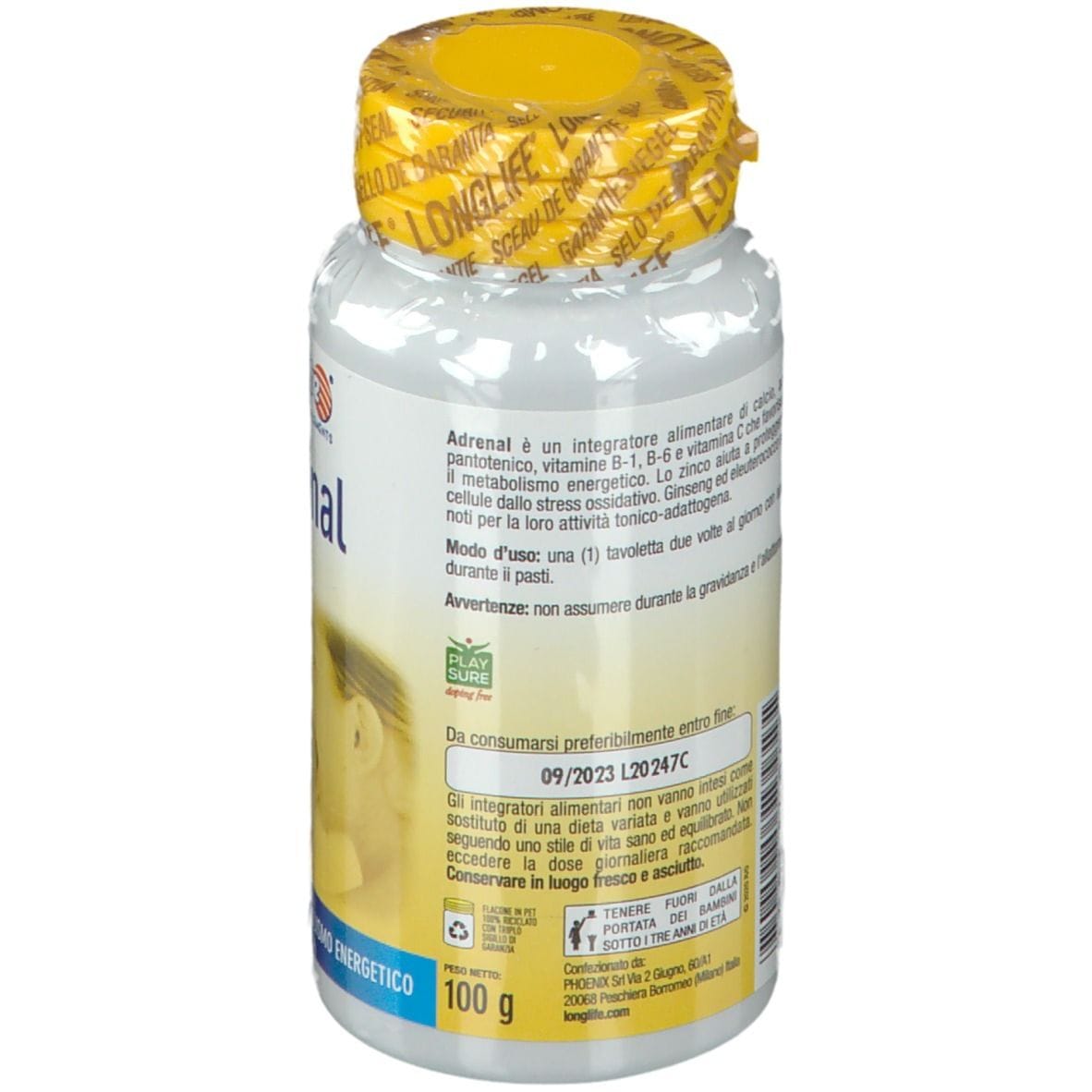 Integratore LongLife Adrenal, 100 tavolette masticabili