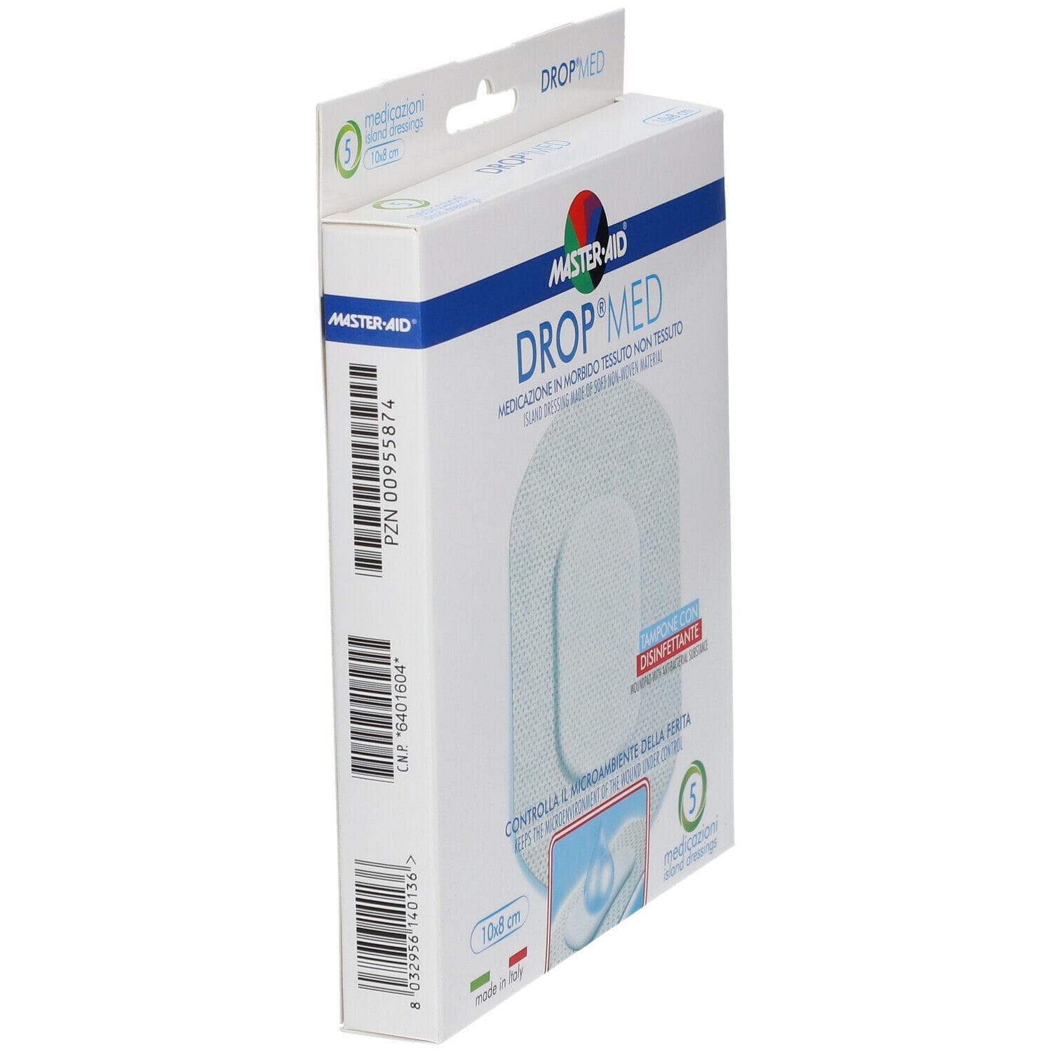 MEDICAZIONE COMPRESSA AUTOADESIVA DERMOATTIVA IPOALLERGENICA AERATA MASTER-AID DROP MED 10X8 5 PEZZI