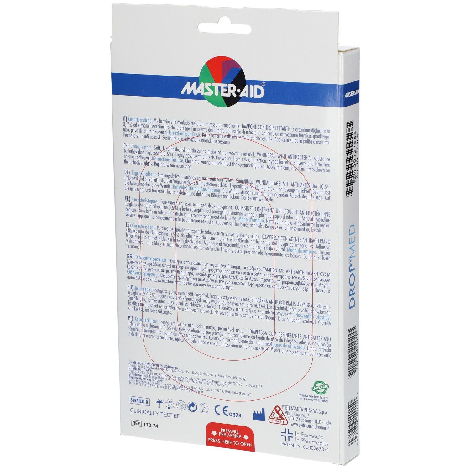 MEDICAZIONE COMPRESSA AUTOADESIVA DERMOATTIVA IPOALLERGENICA AERATA MASTER-AID DROP MED 10,5X15 5 PEZZI