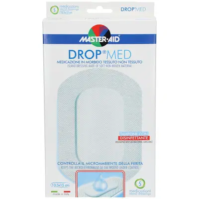 MEDICAZIONE COMPRESSA AUTOADESIVA DERMOATTIVA IPOALLERGENICA AERATA MASTER-AID DROP MED 10,5X15 5 PEZZI MEDICAZIONE COMPRESSA AUTOADESIVA DERMOATTIVA IPOALLERGENICA AERATA MASTER-AID DROP MED 10,5X15 5 PEZZI