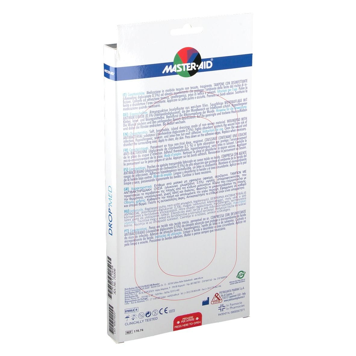 Medicazione Master-Aid Drop Med ipoallergenica aerata, 5 pz