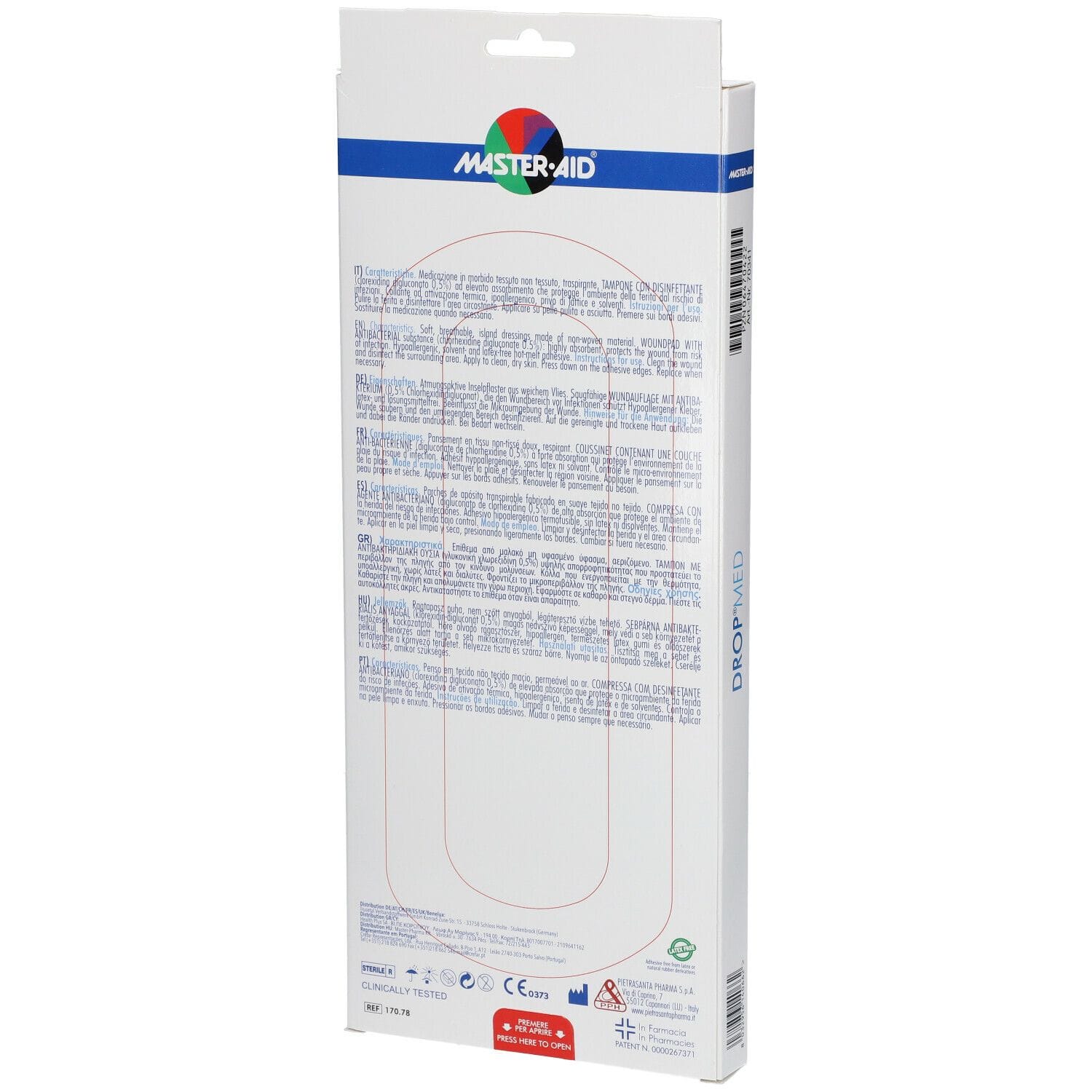 Medicazione Master-Aid Drop Med ipoallergenica 10,5x25, 3 pezzi