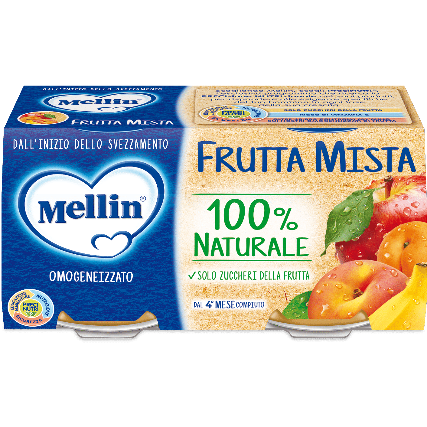 Mellin Omogeneizzato Frutta Mista 100 G 2 Pezzi