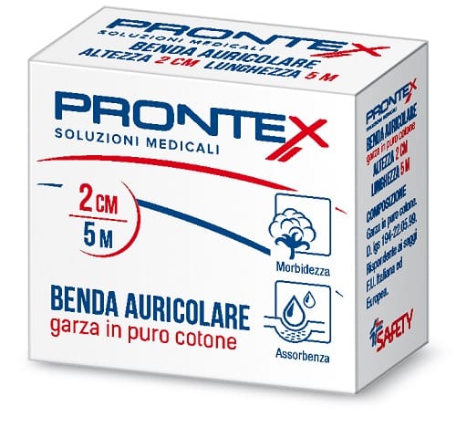 Benda auricolare Prontex in garza idrofila 2cm x 5m