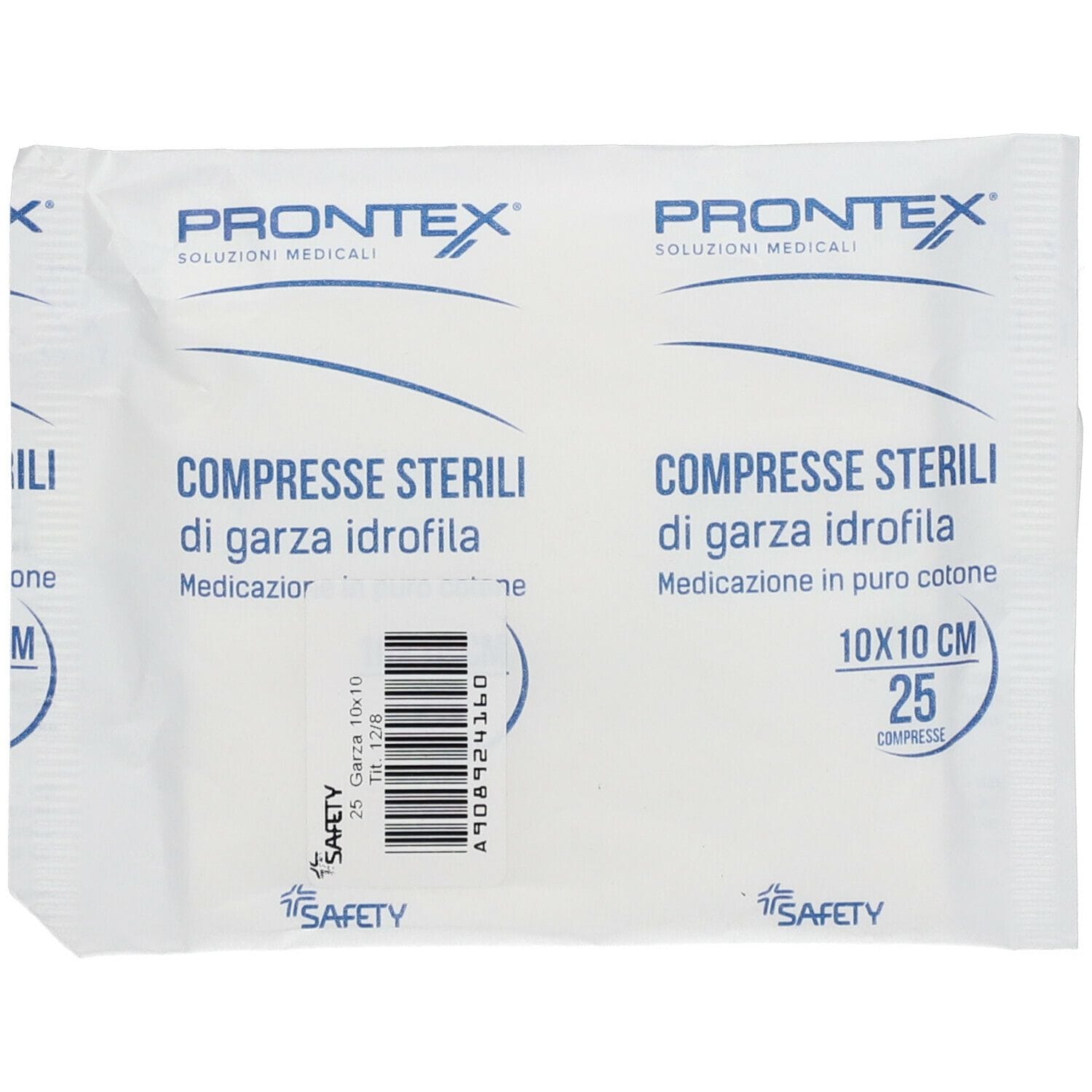Garza Compressa Prontex 10x10cm, puro cotone idrofilo 25 pz