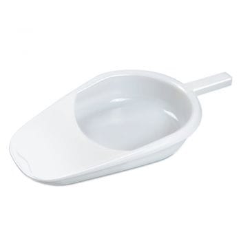 Padella ospedaliera in plastica con manico ergonomico antiscivolo