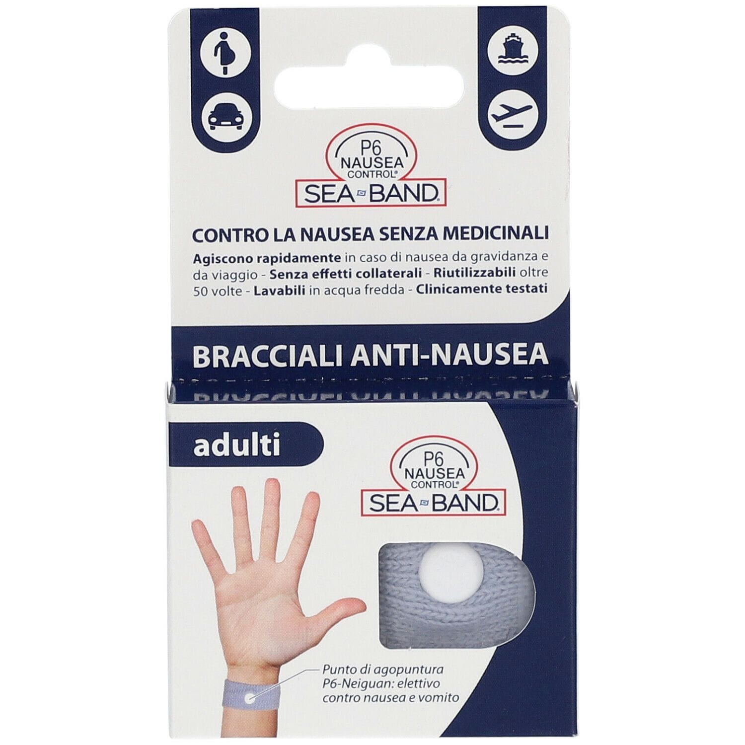 BRACCIALE ANTI NAUSEA PER ADULTI P6 NAUSEA CONTROL 2 PEZZI