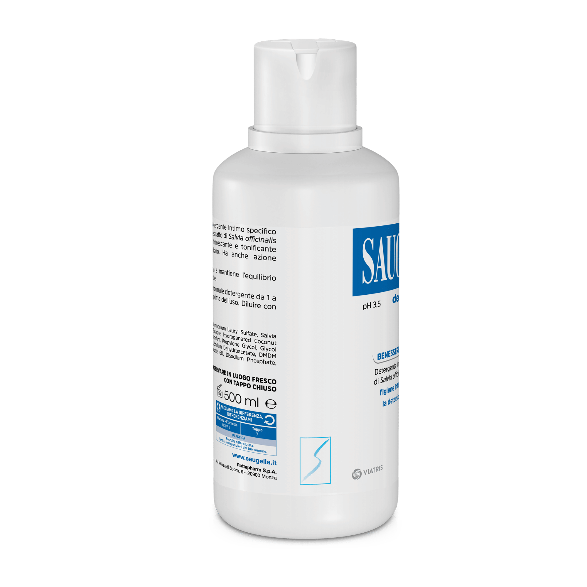 SAUGELLA DERMOLIQUIDO PH 3,5 DETERGENTE INTIMO BENESSERE QUOTIDIANO 500 ML