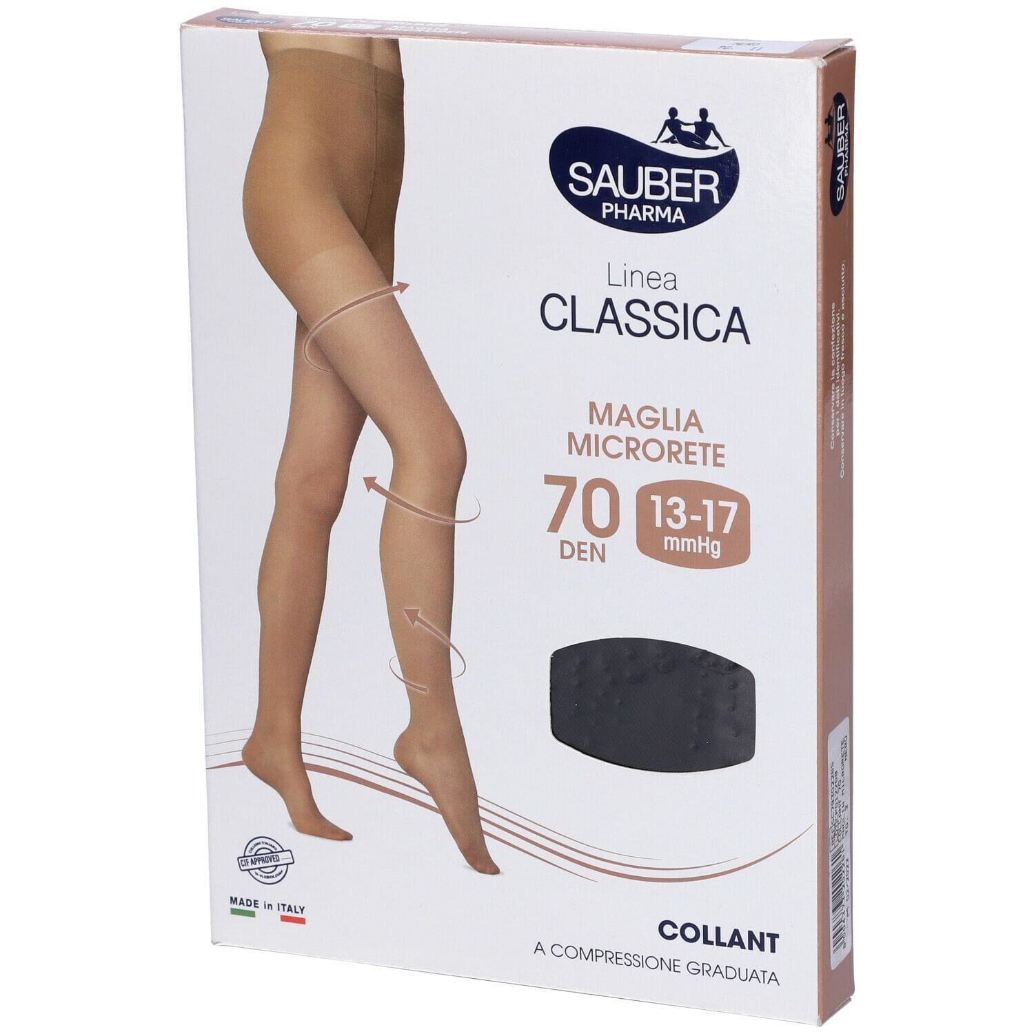 Collant Sauber 70 Denari Microrete Nero, compressione graduata