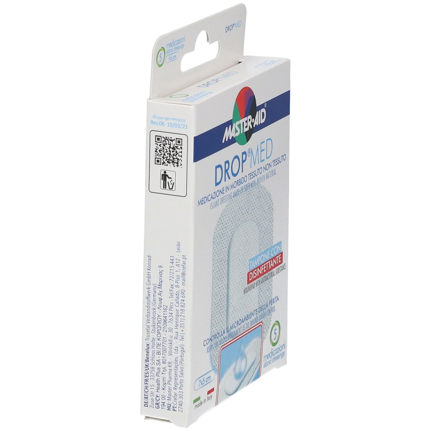 MEDICAZIONE COMPRESSA AUTOADESIVA DERMOATTIVA IPOALLERGENICA AERATA MASTER-AID DROP MED 7X5 5 PEZZI