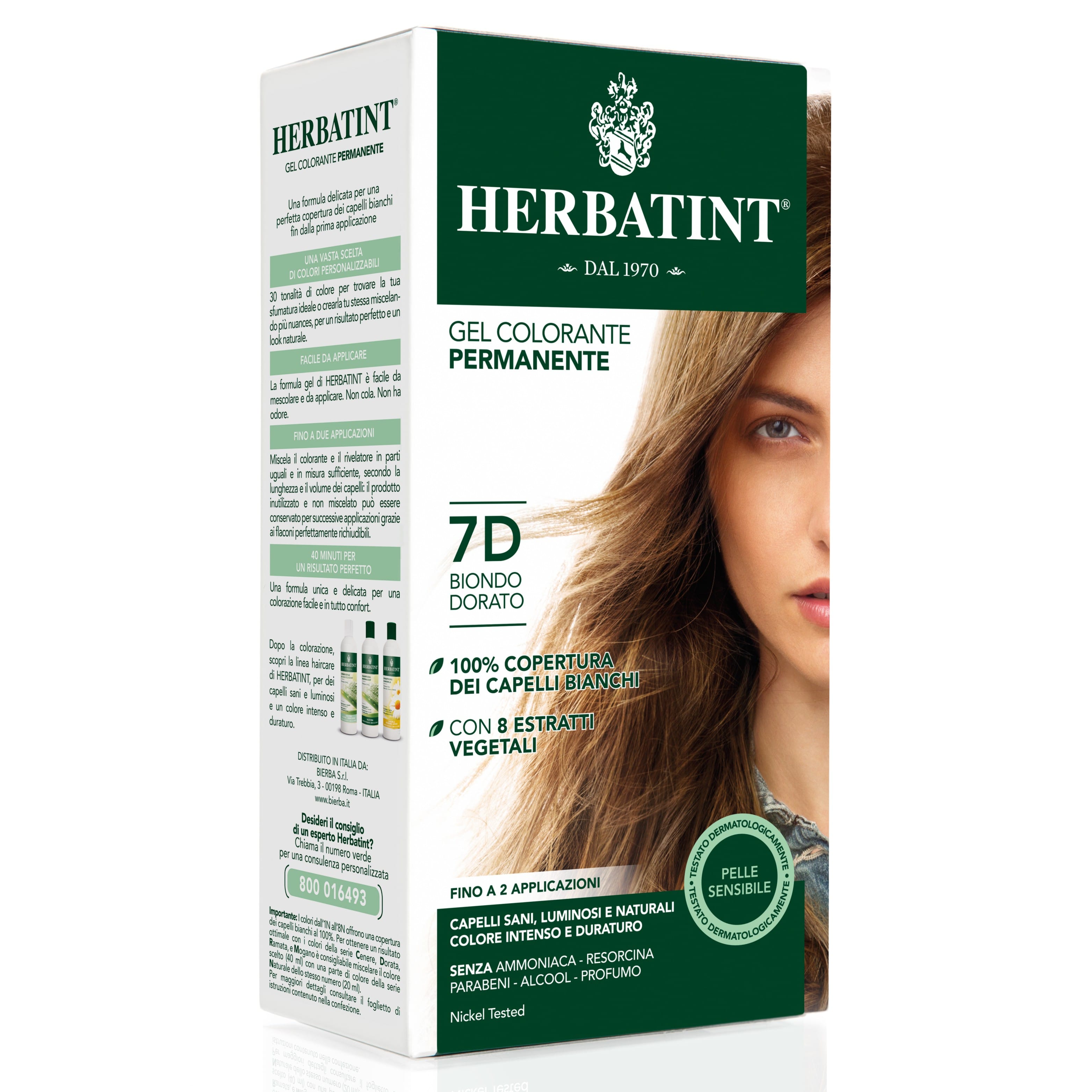 Herbatint 7D Biondo Dorato, tinta capelli gel 150ml