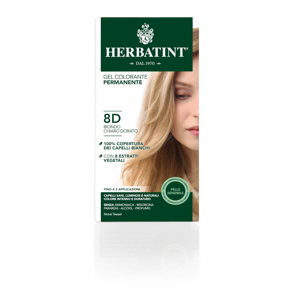 Tinta Herbatint 8D Biondo Chiaro Dorato, gel 150ml