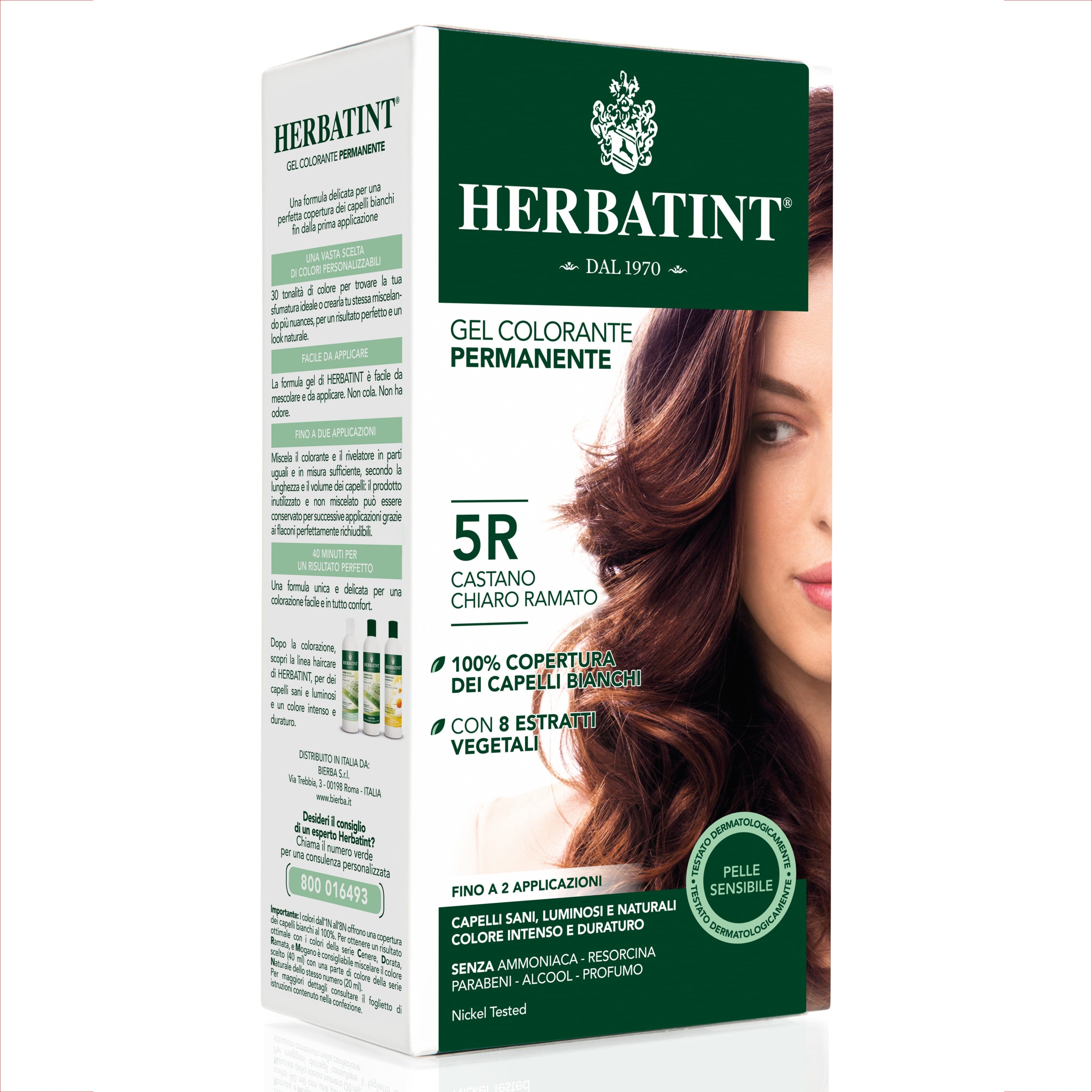 Tinta Herbatint 5R Castano Chiaro Ramato senza ammoniaca 150ml