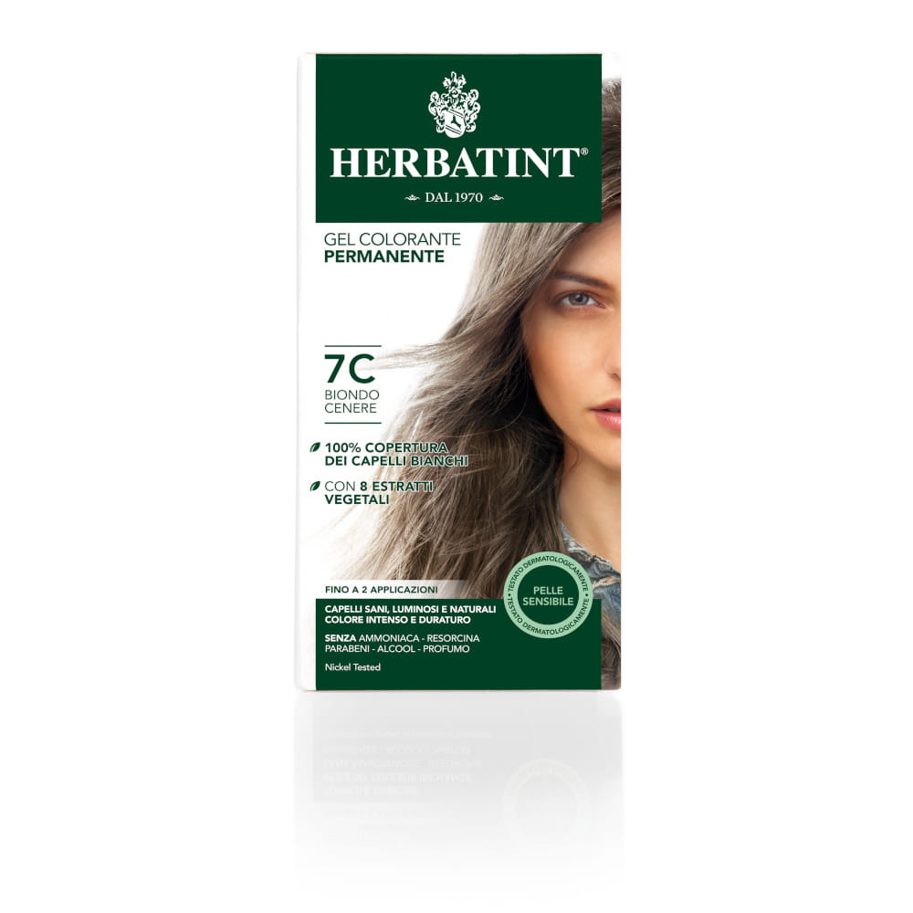 Tinta Herbatint 7C Biondo Cenere, gel permanente 150ml