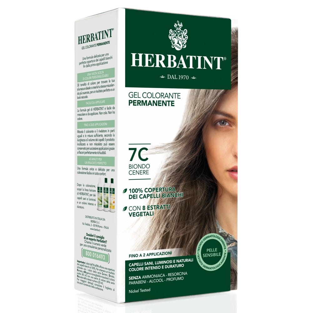 Tinta Herbatint 7C Biondo Cenere, gel permanente 150ml
