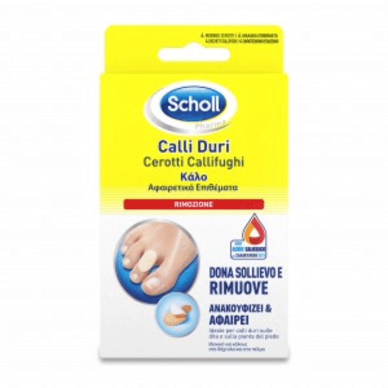 Cerotti callifughi Scholl per calli duri, 4 cerotti + 4 dischetti