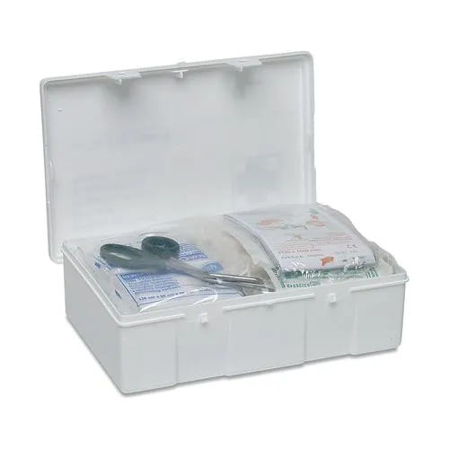 CASSETTA PRONTO SOCCORSO CARAVAN, PER L'AUTOMOBILE, IL CAMION E TUTTI GLI AUTOMEZZI. OBBLIGATORIA IN MOLTE NAZIONI EUROPEE CON CONTENUTO CONFORME ALLA NORMATIVA DIN 13164/B