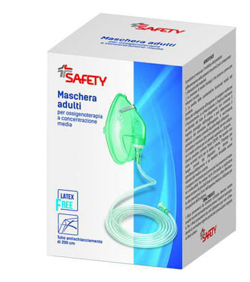 MASCHERA PER OSSIGENOTERAPIA A MEDIA CONCENTRAZIONE CON TUBO 200CM