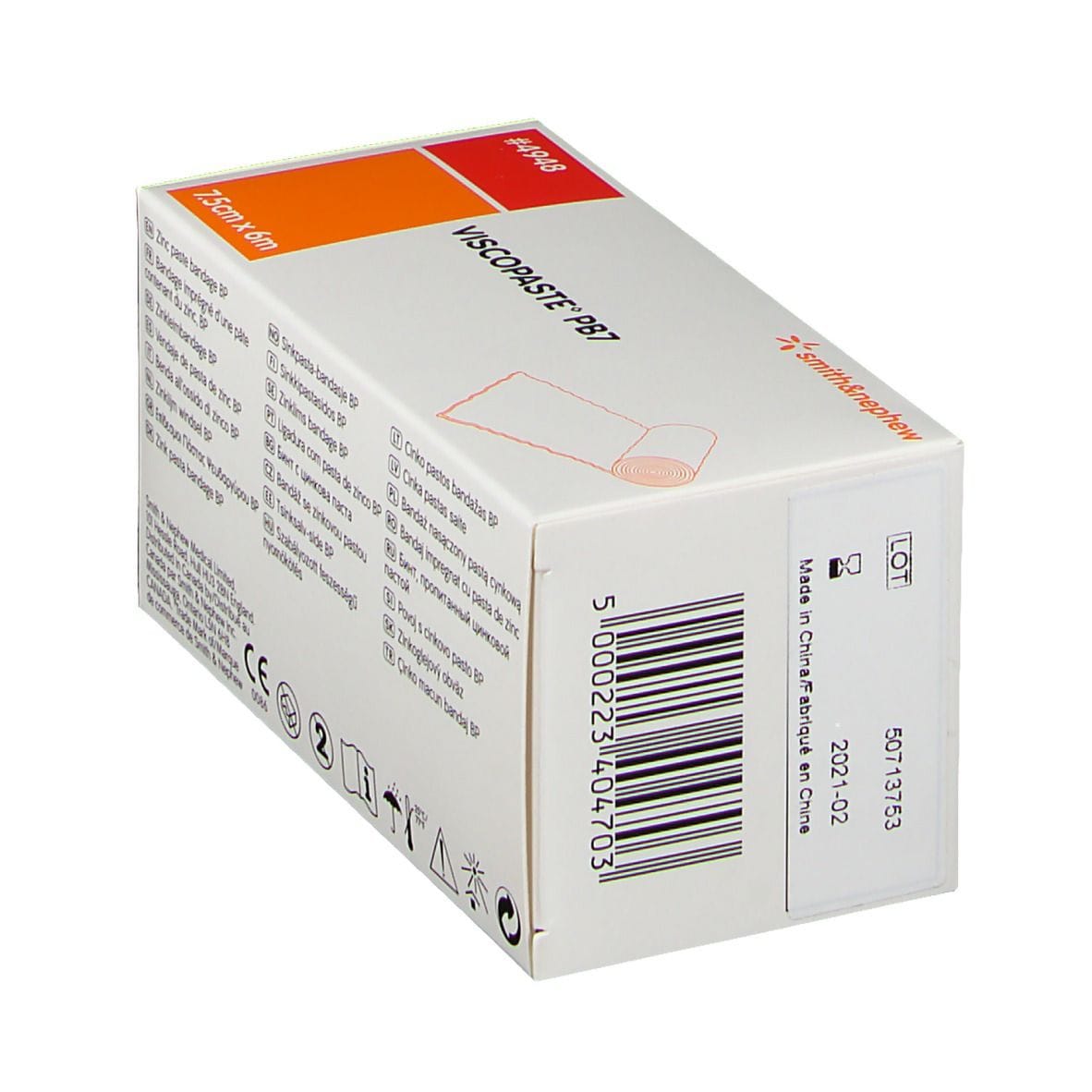 BENDA ALL'OSSIDO DI ZINCO PER IL TRATTAMENTO DELLE ULCERE VARICOSE DI TIPO SECCO E DELLE DERMATITI CRONICHE VISCOPASTE PB7 600X7,5CM