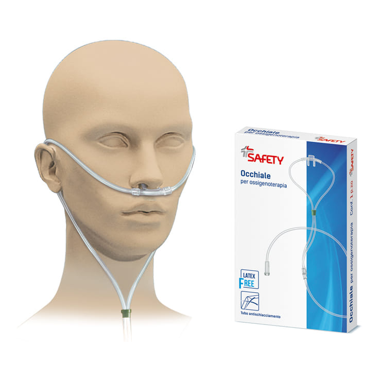 Cannula nasale Safety per ossigenoterapia, tubo 210cm