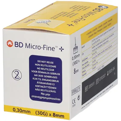 AGO PER PENNA DA INSULINA BD MICROFINE GAUGE 30 LUNGHEZZA 8 MM 100 PEZZI AGO PER PENNA DA INSULINA BD MICROFINE GAUGE 30 LUNGHEZZA 8 MM 100 PEZZI