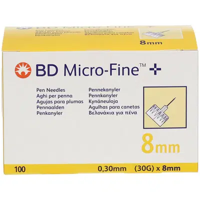 AGO PER PENNA DA INSULINA BD MICROFINE GAUGE 30 LUNGHEZZA 8 MM 100 PEZZI AGO PER PENNA DA INSULINA BD MICROFINE GAUGE 30 LUNGHEZZA 8 MM 100 PEZZI