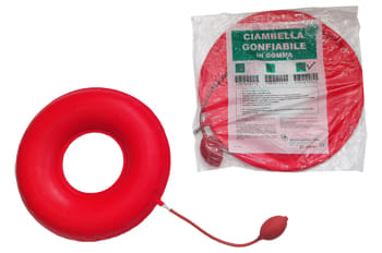 Ciambella Gonfiabile Per Invalidi In Gomma Rossa Team Deluxe Con Pompa 45 Cm Diametro