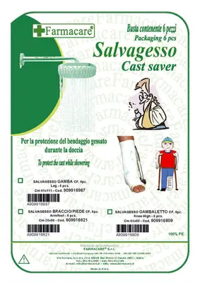 SALVAGESSO PER GAMBALETTO UTILE PER LA PROTEZIONE DEL GESSO DURANTE LA DOCCIA 6 PEZZI SALVAGESSO PER GAMBALETTO UTILE PER LA PROTEZIONE DEL GESSO DURANTE LA DOCCIA 6 PEZZI